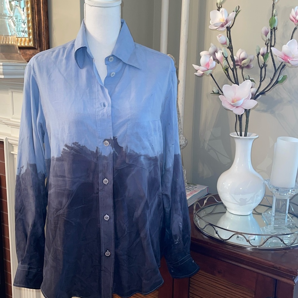 Moschino Couture Button Down Long Sleeve Silk Shirt